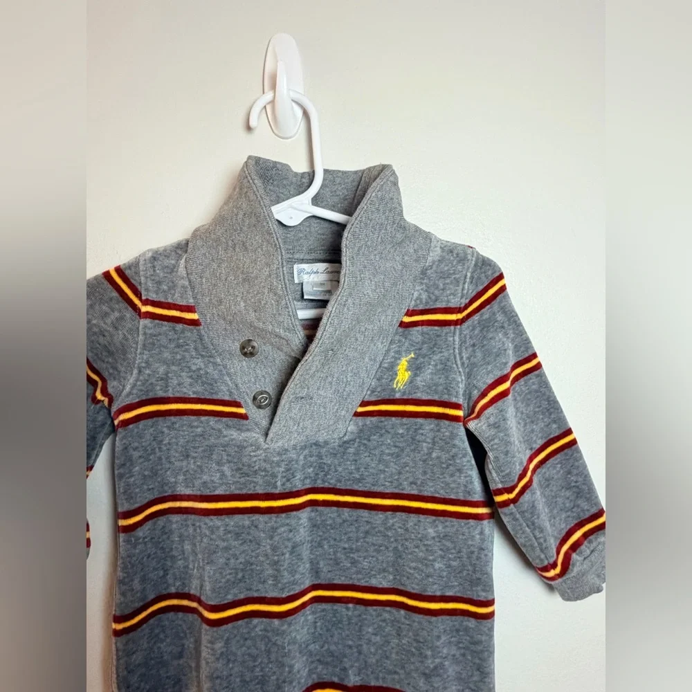 Ralph Lauren Velour Harry Potter Striped Footed Coverall - Size 9 Months
